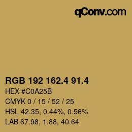 カラーコード: RGB 192 162.4 91.4 | qconv.com