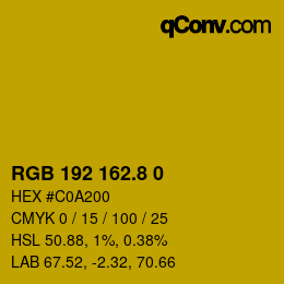カラーコード: RGB 192 162.8 0 | qconv.com
