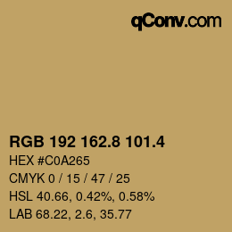 カラーコード: RGB 192 162.8 101.4 | qconv.com