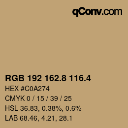 カラーコード: RGB 192 162.8 116.4 | qconv.com