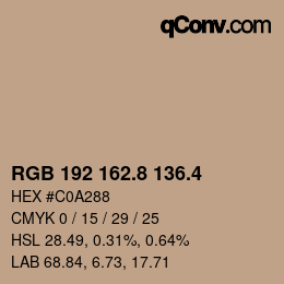 カラーコード: RGB 192 162.8 136.4 | qconv.com