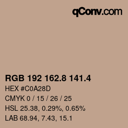 カラーコード: RGB 192 162.8 141.4 | qconv.com