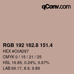 カラーコード: RGB 192 162.8 151.4 | qconv.com