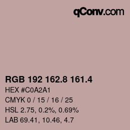 カラーコード: RGB 192 162.8 161.4 | qconv.com