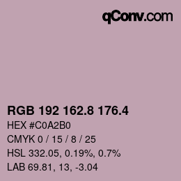 カラーコード: RGB 192 162.8 176.4 | qconv.com