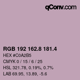 カラーコード: RGB 192 162.8 181.4 | qconv.com