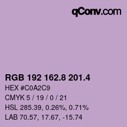 カラーコード: RGB 192 162.8 201.4 | qconv.com