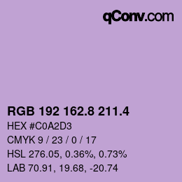 カラーコード: RGB 192 162.8 211.4 | qconv.com