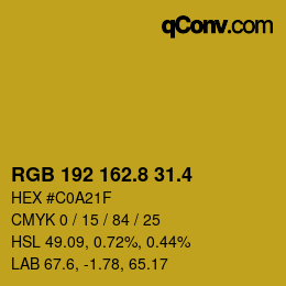 カラーコード: RGB 192 162.8 31.4 | qconv.com