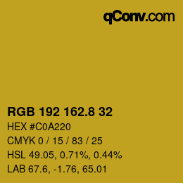 Color code: RGB 192 162.8 32 | qconv.com