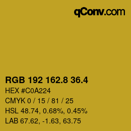 カラーコード: RGB 192 162.8 36.4 | qconv.com