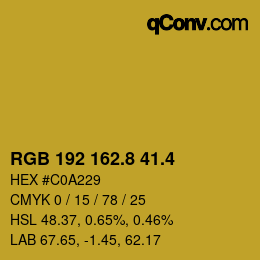 カラーコード: RGB 192 162.8 41.4 | qconv.com