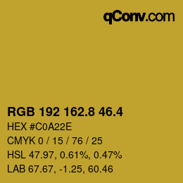 カラーコード: RGB 192 162.8 46.4 | qconv.com
