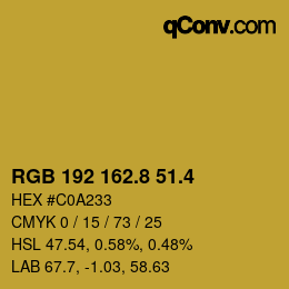 カラーコード: RGB 192 162.8 51.4 | qconv.com