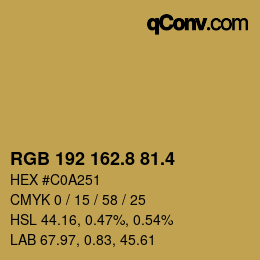 カラーコード: RGB 192 162.8 81.4 | qconv.com