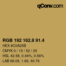 カラーコード: RGB 192 162.8 91.4 | qconv.com
