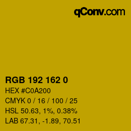 Color code: RGB 192 162 0 | qconv.com