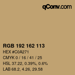 Color code: RGB 192 162 113 | qconv.com