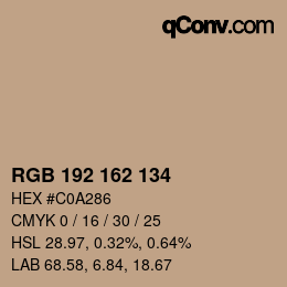 Color code: RGB 192 162 134 | qconv.com