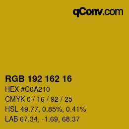 カラーコード: RGB 192 162 16 | qconv.com