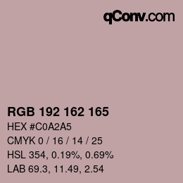 Color code: RGB 192 162 165 | qconv.com