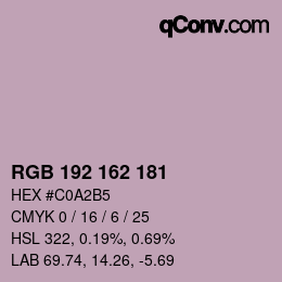 カラーコード: RGB 192 162 181 | qconv.com