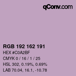 Color code: RGB 192 162 191 | qconv.com