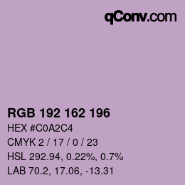 Color code: RGB 192 162 196 | qconv.com