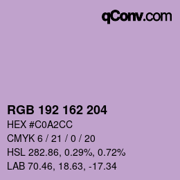 Color code: RGB 192 162 204 | qconv.com