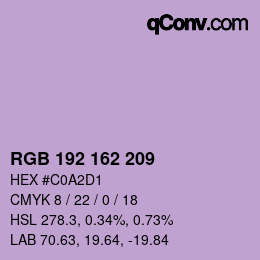 Color code: RGB 192 162 209 | qconv.com