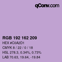 カラーコード: RGB 192 162 209 | qconv.com