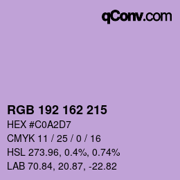 カラーコード: RGB 192 162 215 | qconv.com