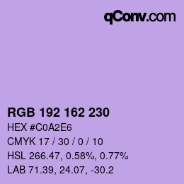 Color code: RGB 192 162 230 | qconv.com