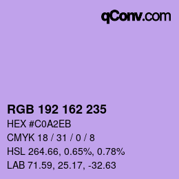 Color code: RGB 192 162 235 | qconv.com