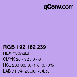 Color code: RGB 192 162 239 | qconv.com