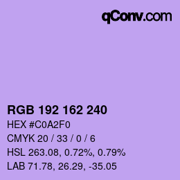 Color code: RGB 192 162 240 | qconv.com