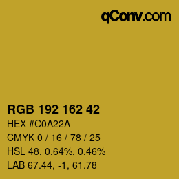 颜色代码: RGB 192 162 42 | qconv.com