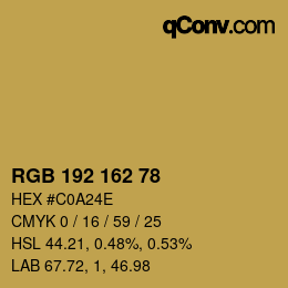カラーコード: RGB 192 162 78 | qconv.com