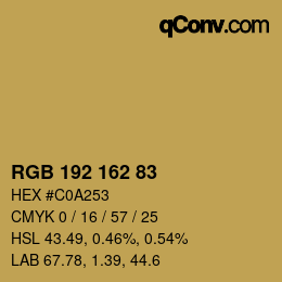 Color code: RGB 192 162 83 | qconv.com