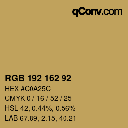 カラーコード: RGB 192 162 92 | qconv.com