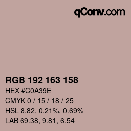 颜色代码: RGB 192 163 158 | qconv.com
