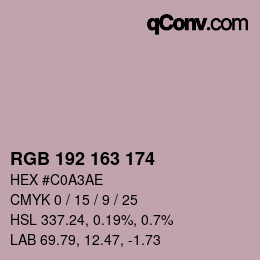 Color code: RGB 192 163 174 | qconv.com
