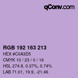 Color code: RGB 192 163 213 | qconv.com