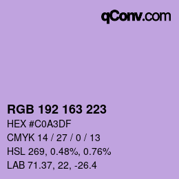 カラーコード: RGB 192 163 223 | qconv.com