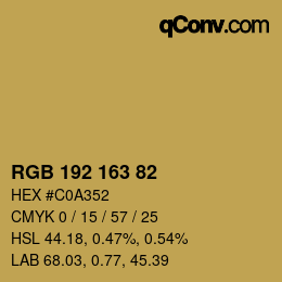 Color code: RGB 192 163 82 | qconv.com