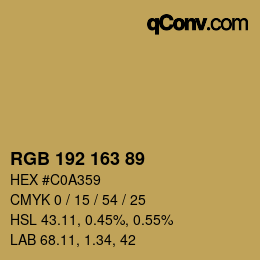 Color code: RGB 192 163 89 | qconv.com