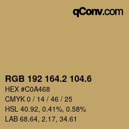 カラーコード: RGB 192 164.2 104.6 | qconv.com
