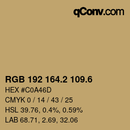 カラーコード: RGB 192 164.2 109.6 | qconv.com