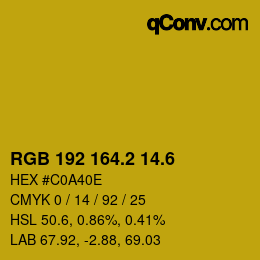 カラーコード: RGB 192 164.2 14.6 | qconv.com