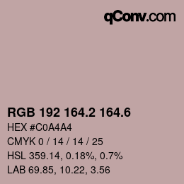 カラーコード: RGB 192 164.2 164.6 | qconv.com